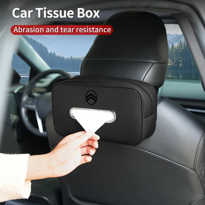 Boîte à mouchoirs de voiture Sac à mouchoirs pour dossier de siège Installation facile Pour Citroen C4 C3 C2 C-Elysee Berlingo Picasso Jumpy Cactus Aircross Saxo