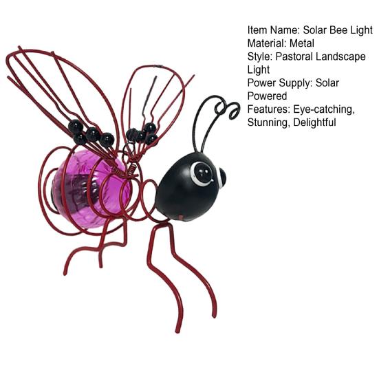 Solar Hängende Bienenleuchte Outdoor Metall Bienenfigur Gartendekoration Wasserdicht Solarbetrieben Biene