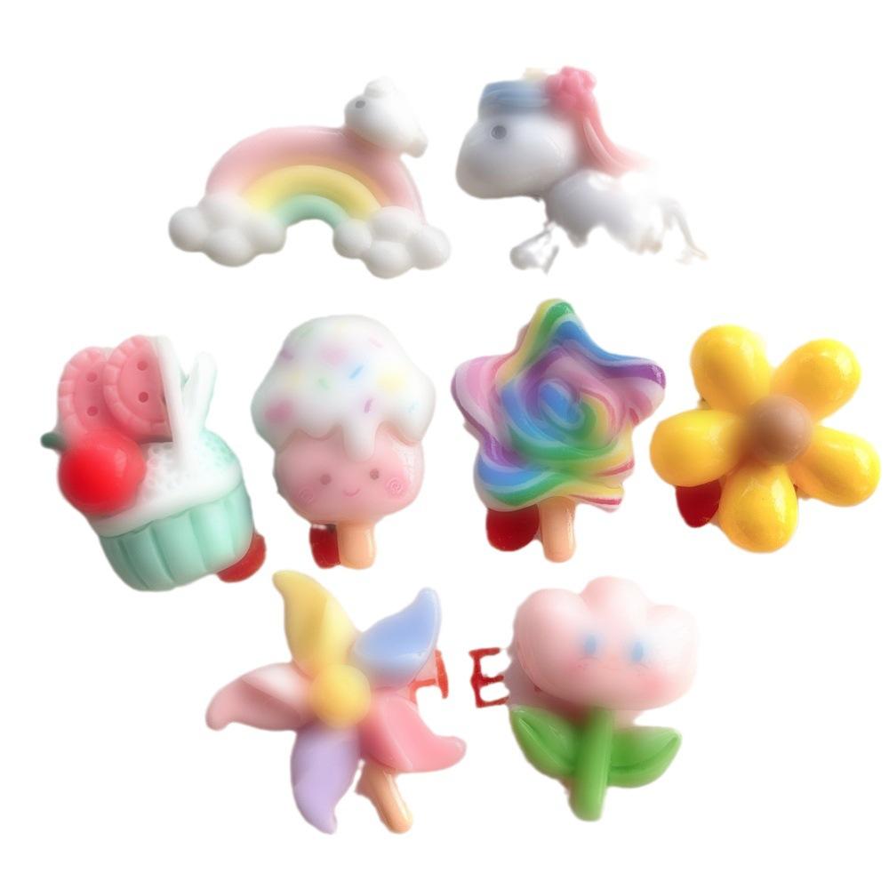 Diy Making Jewelry Cartoon Rainbow Unicorn Flower Resin Components For Cream Glue Phone Cases Headbands Water Cups Orna Shoe