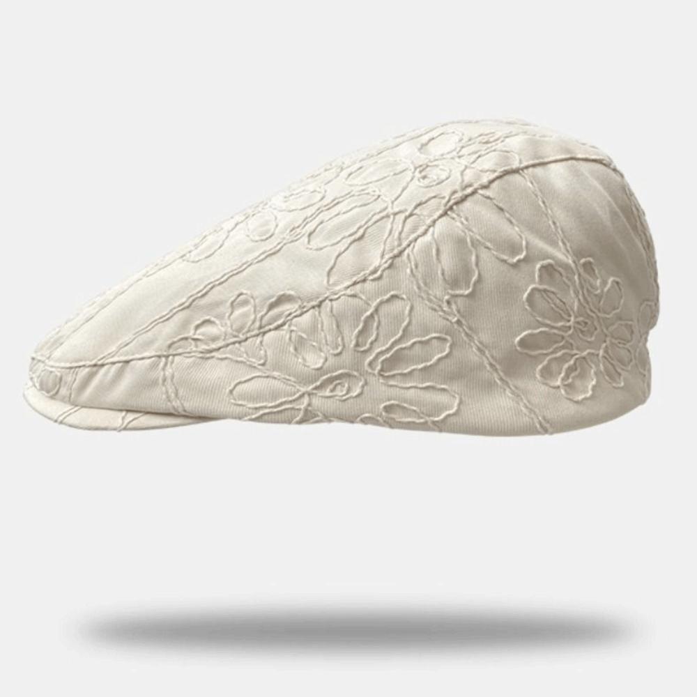 Casual Versatile Forward Cap Flower Embroidery British Hat Fashion Beret For Lady Girl