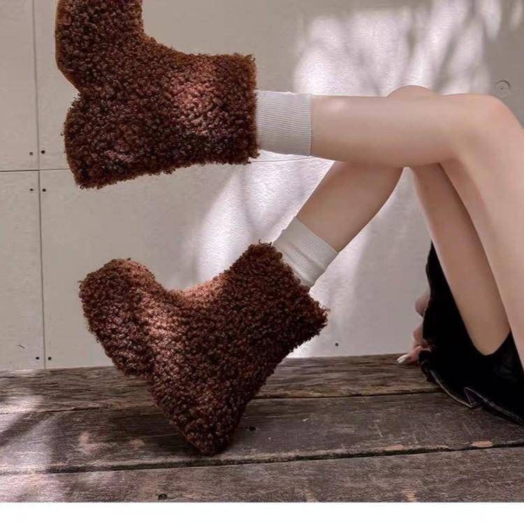 Women's thick-soled plush upper winter lightweight warm anti cold padded snow boots non-slip wear casual sneakers cotton boots