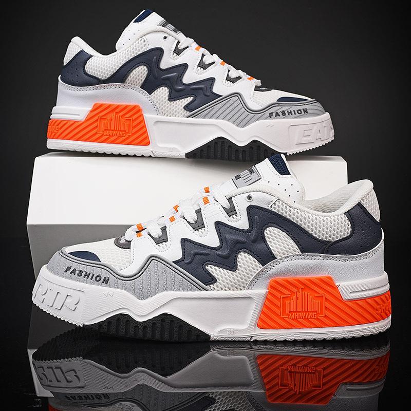 

2025 autumn new trendy men s shoes breathable thick soles increase 5cm trendy men s color matching casual board shoes dad shoes 45