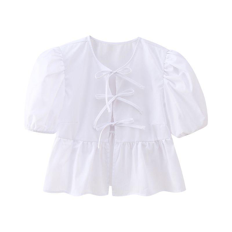 Kaslead Women's Fashion All-Match Puff Sleeve Top