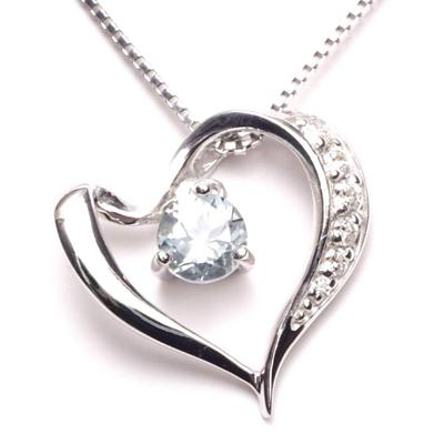 Identified Aquamarine Necklace Birthstone March Present Popular Brand Nickel Free Pendant Birthday Women [A.UN Jewelry] Women's