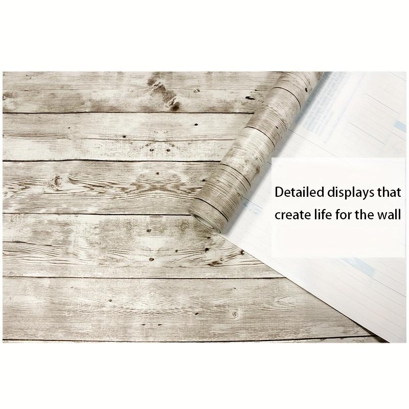 1roll Retro Nostalgia 3D Vertical Stripes Simulation Wood Grain Wood Panel PVC Wall Stickers, Wall Decoration Kitchen Living Room Wallpaper Stickers