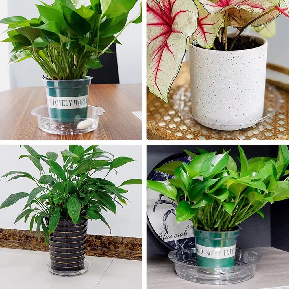 Transparent Horticultural Plant Pot Base Anti-Slip Circular Household Pot Tray Waterproof Plastic Water Storage Stain Drainage