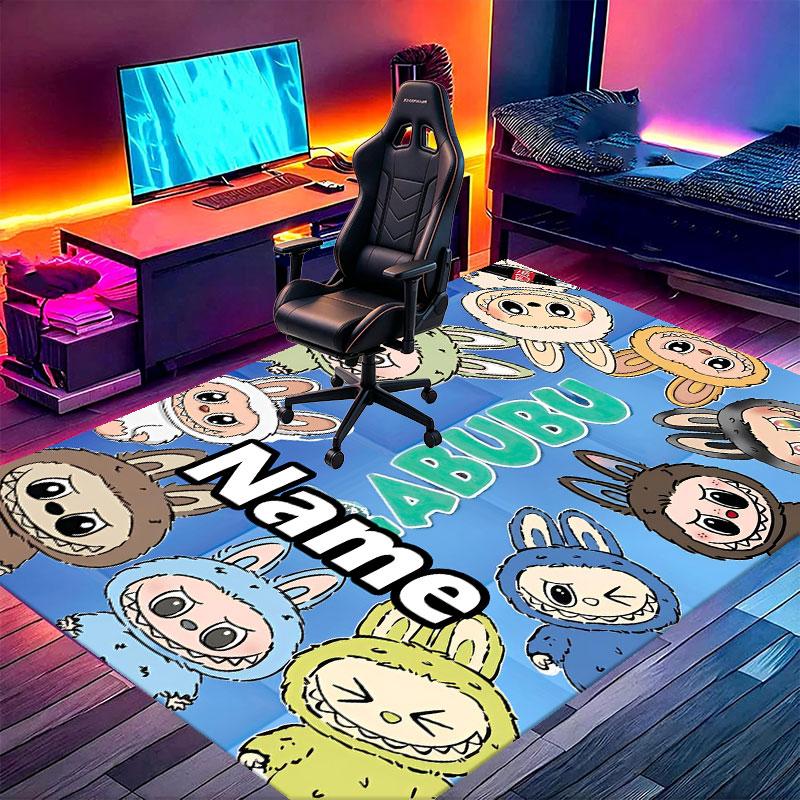 Custom Name Personalized Labubu Print Carpet, Versatile Home Decor Rug, for Playroom, Apartment, Balcony, Entryway, Hallway Gift