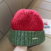 Hat Women's Rough Knitted Wool Hat Autumn and Winter Versatile Big Head Circumference Color Matching Loose Ins Trendy Face Small Headhat