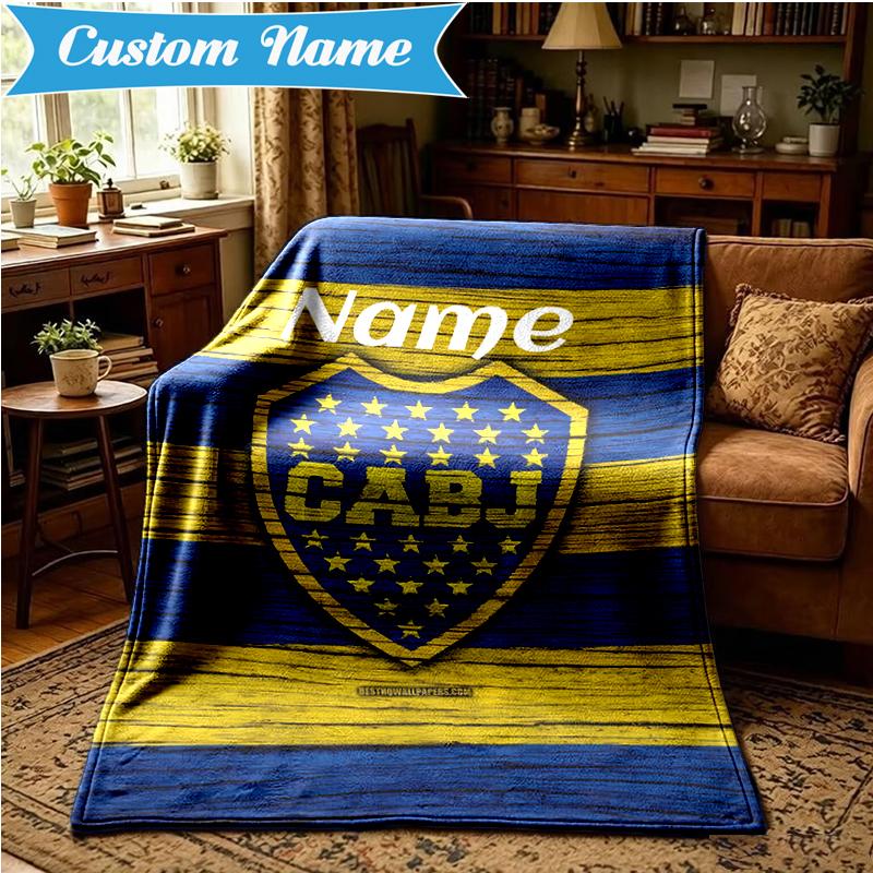 Custom Name Juniors Crest Blanket Lightweight Ideal Bedding Blanket Perfect for Travel, Camping, Living Rooms, Sofas, Christmas Gift