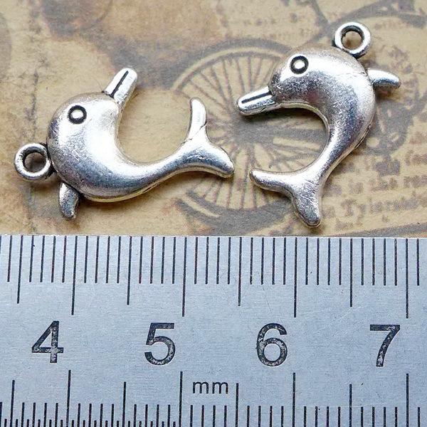 Dolphin Antique Silver Alloy Jewelry Accessories, 15.6mm, 200 pcs, 1.5g