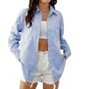 European and American women's striped cardigan top loose casual long-sleeved shirt women