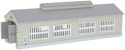 Rokuhan Z Gauge Single Track Engine Shed with Automatic Opening and Closing Door, Grey S070-1 Model Railway Supplies