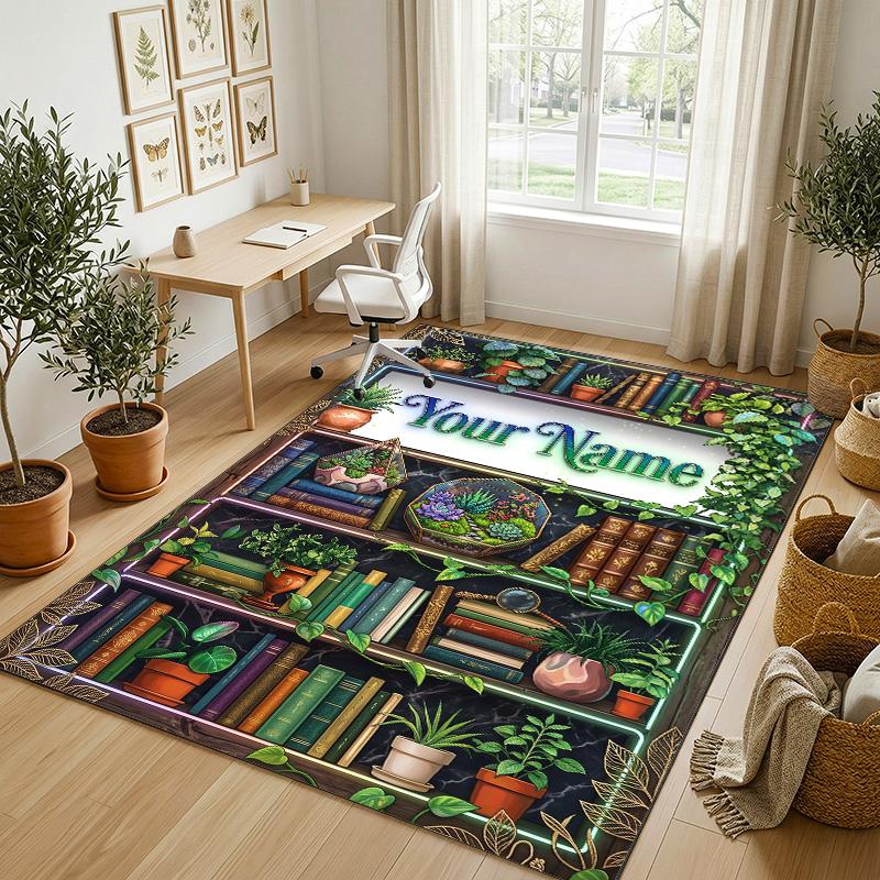 Bohemian Mandala Theme Soft Crystal Velvet Rug Custom Name & Text Print Non Slip Floor Rug for Bedroom Living Room