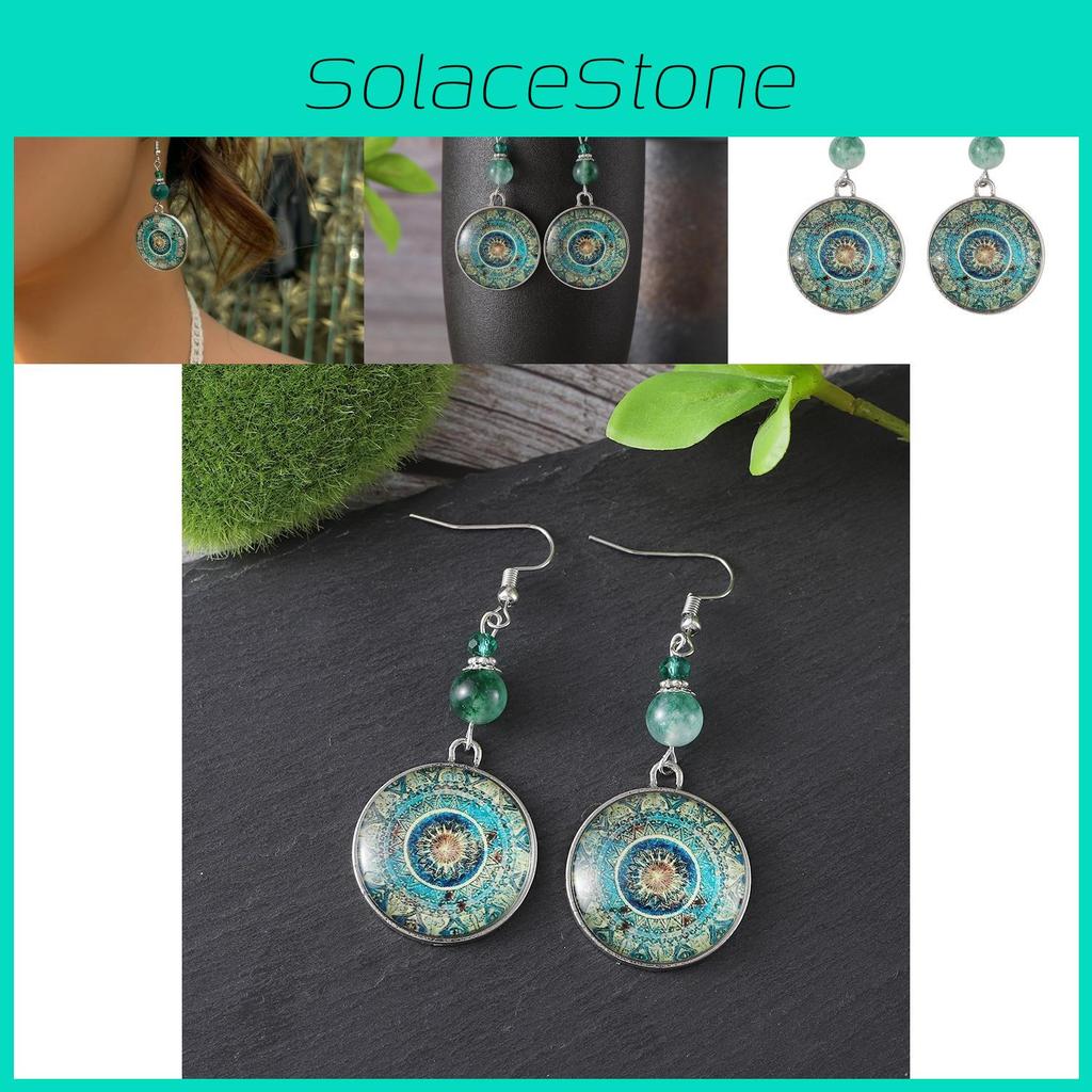 Ethereal Mandala Flower Gemstone Earrings Highlighting Bohemian Aesthetic For Women