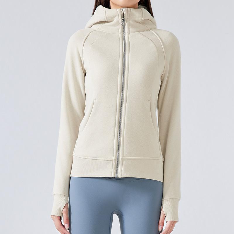 Sportswear sweater jacket autumn and winter new jacket zipper hooded fleece long-sleeved running yoga clothes top versatile