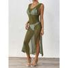 Women's Holiday Beach Hollowed Out Woven Sundress Long Sexy Slit Dress