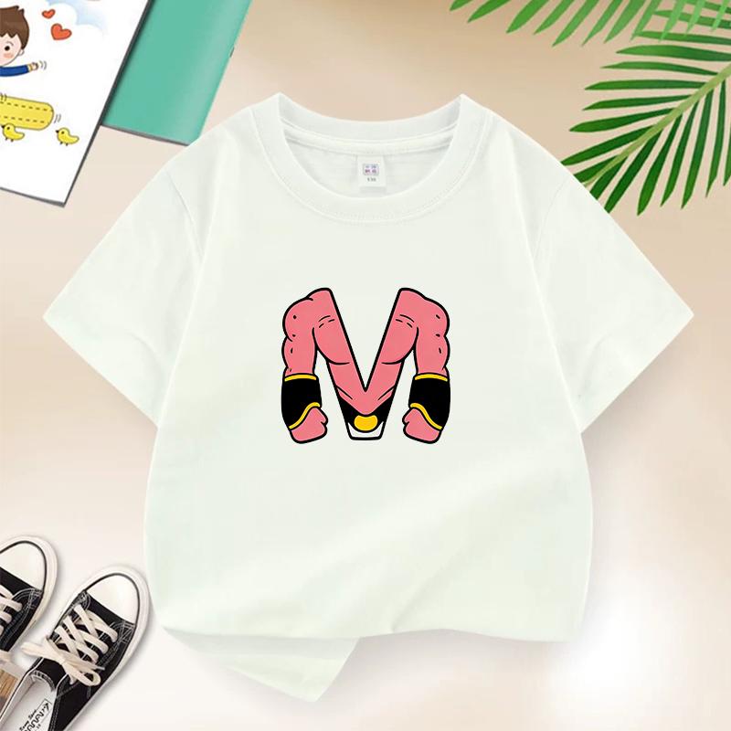 Dragon Ball Summer White Childrens Letter AW Printed Short Sleeve TShirt for Boys and Girls Cute Casual Tee Suitable As AGift