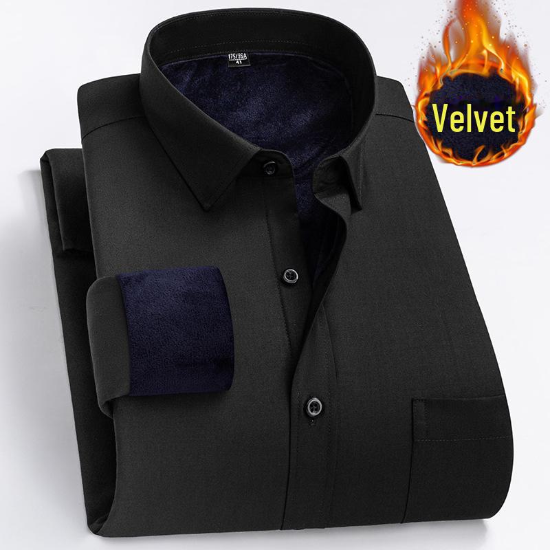 

Мужская зимняя теплая рубашка с длинным рукавом из бархата — деловой повседневный подарок для мужчин среднего возраста 5XL/44