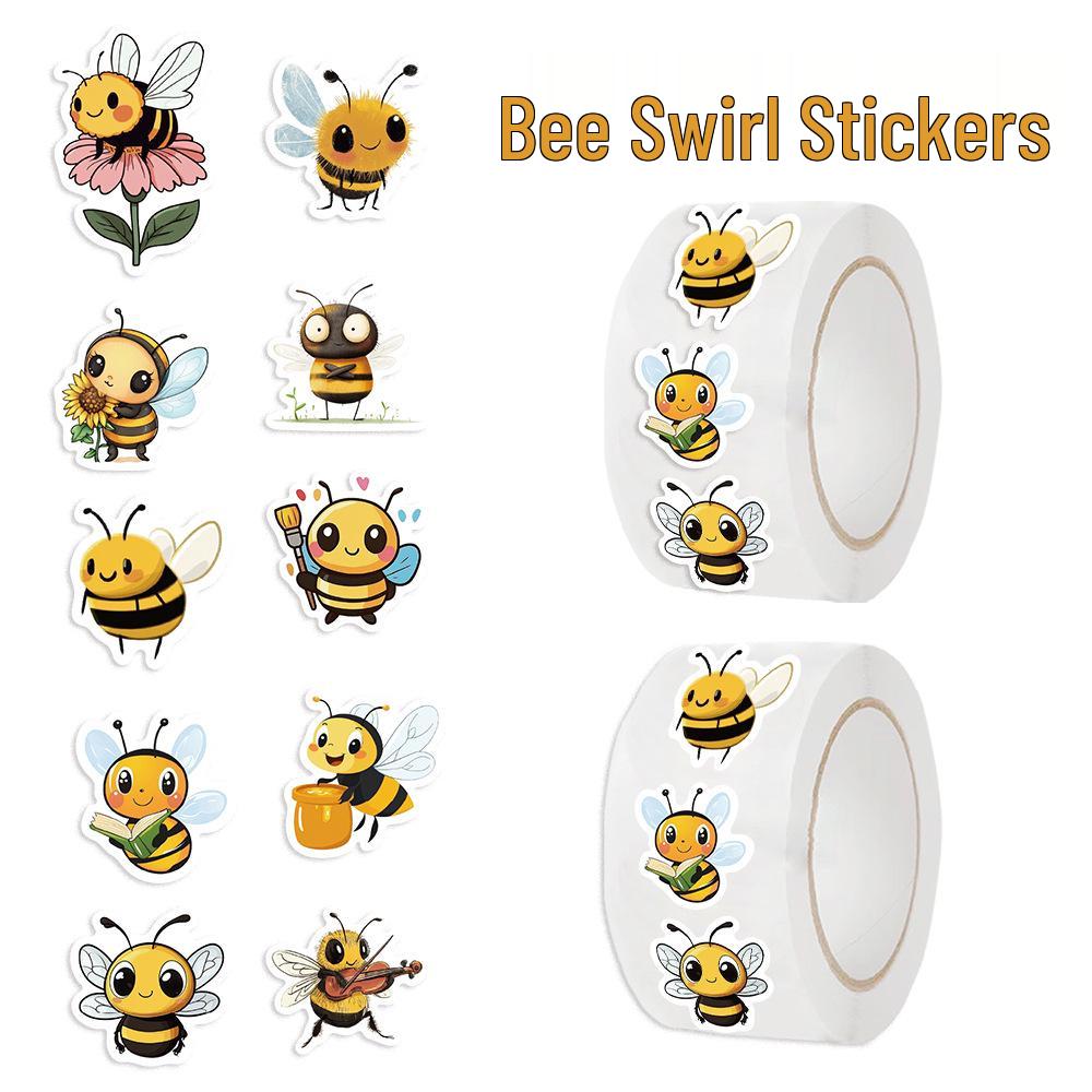 Autocollants Mignons Abeille Dessin Animé Auto-adhésifs: Rouleau de 500 pour Récompenses Étudiantes & Décoration de Journal
