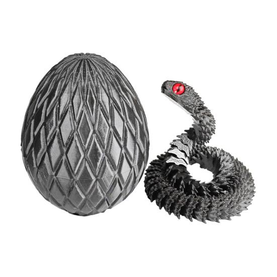 3D Printed Snake Egg Figurine Movable Joints Snake Figure Desk Fidget Toy Egg with Articulated Snake Inside Decoration Ornament