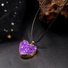 Natural Amethyst Pendant, Heart-shaped Crystal Cluster Edging Necklace, Jewelry