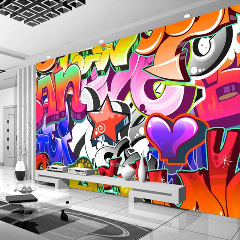 3d Colorful Graffiti Mural Wallpaper Ktv Bar Clubs Background Wall Papers Creative Home Decor Fresco