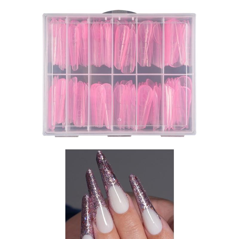 120Pcs Duals Nail Forms,Clear Poly Gels Nail Molds Full Cover Nail Tip Extension Forms for Gel Manicure Nail Art Designs