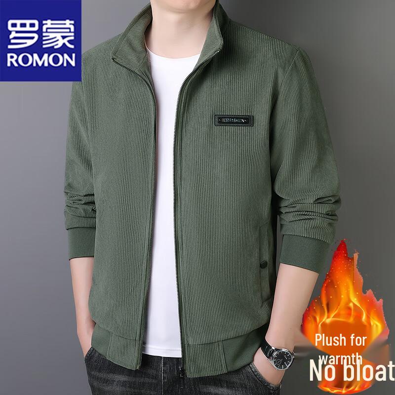 ROMON Men's Thickened Business Casual Stand-up Collar Jacket