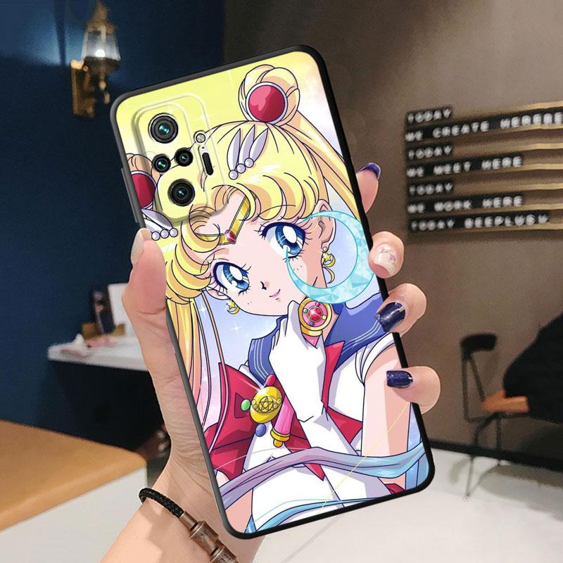 Etui na telefon TPU Soft Shockproof do Redmi 9A 9C 10C 9T 10A K40 Pro 6 7 8 8A 7A K50 9 10 6 Pro Cover Cute Anime Sailors M-Moons