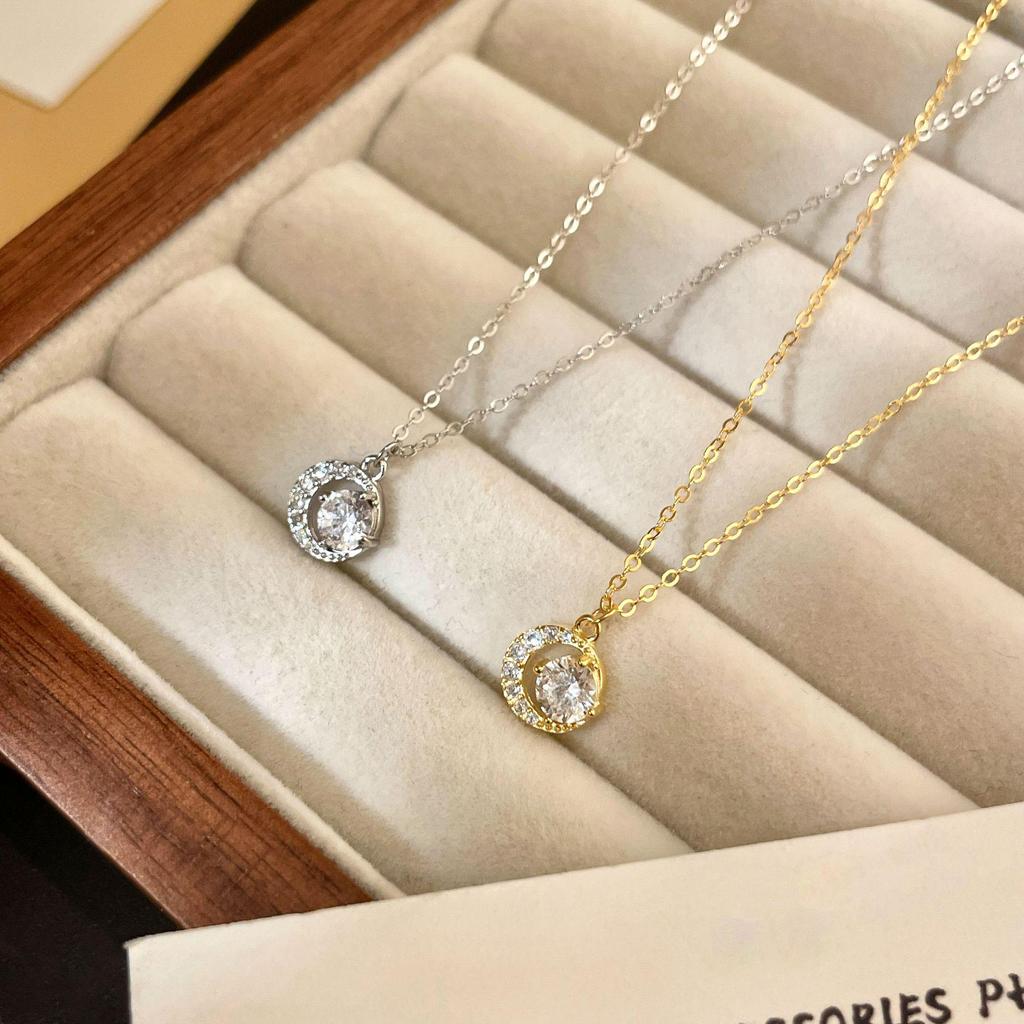 18k Gold-Plated Sterling Silver Crescent Moon Pendant Necklace for Women - Elegant Japanese Design