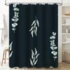 Modern Simple Blue Bath Curtain with Plant Leaves Print for Bathroom Decor European Style Shower Curtain In Dark Green Color