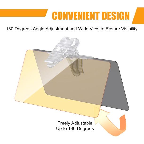 2PCS Car Sun Visor Extender, 2 In 1 HD Day And Night Anti-Glare Goggles For Safe Driving, Adjustable Angle Car Visor Extender Sun Blocker, Universal
