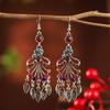 Red Retro Tassel Water Drop Earrings with Diamonds – Chinese Style for Women