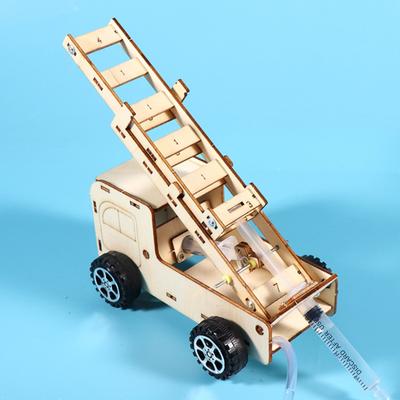1 Set Kit Model Camion cu Scară DIY Puzzle din Lemn Făcut Manual Camion de Pompieri de Salvare Meșteșuguri de Construcție Jucărie Experiment Științific Educațional STEM pentru Copii