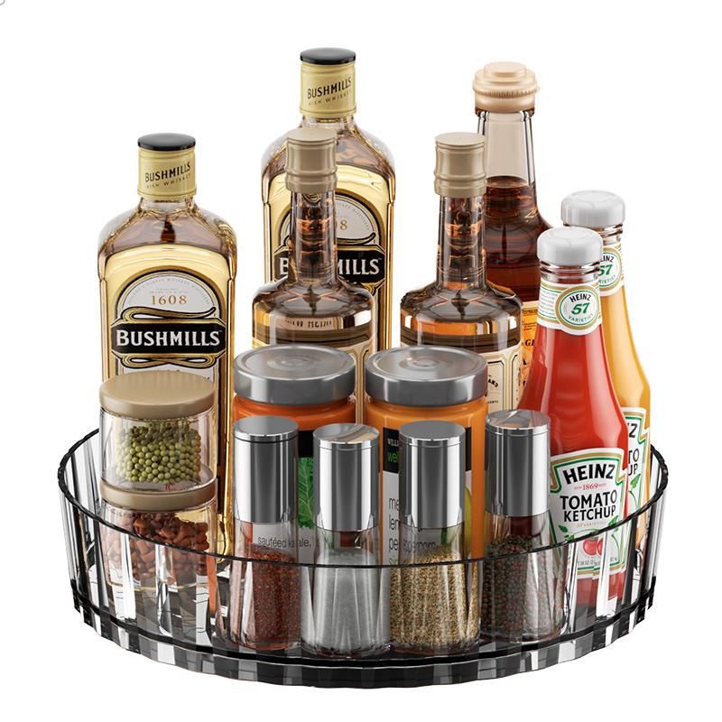 360 Rotating Storage Rack Kitchen Storage Spice Rack Non-Slip Cabinet Kitchen Bathroom Organizer Tray Plate Cosmetic Organizer