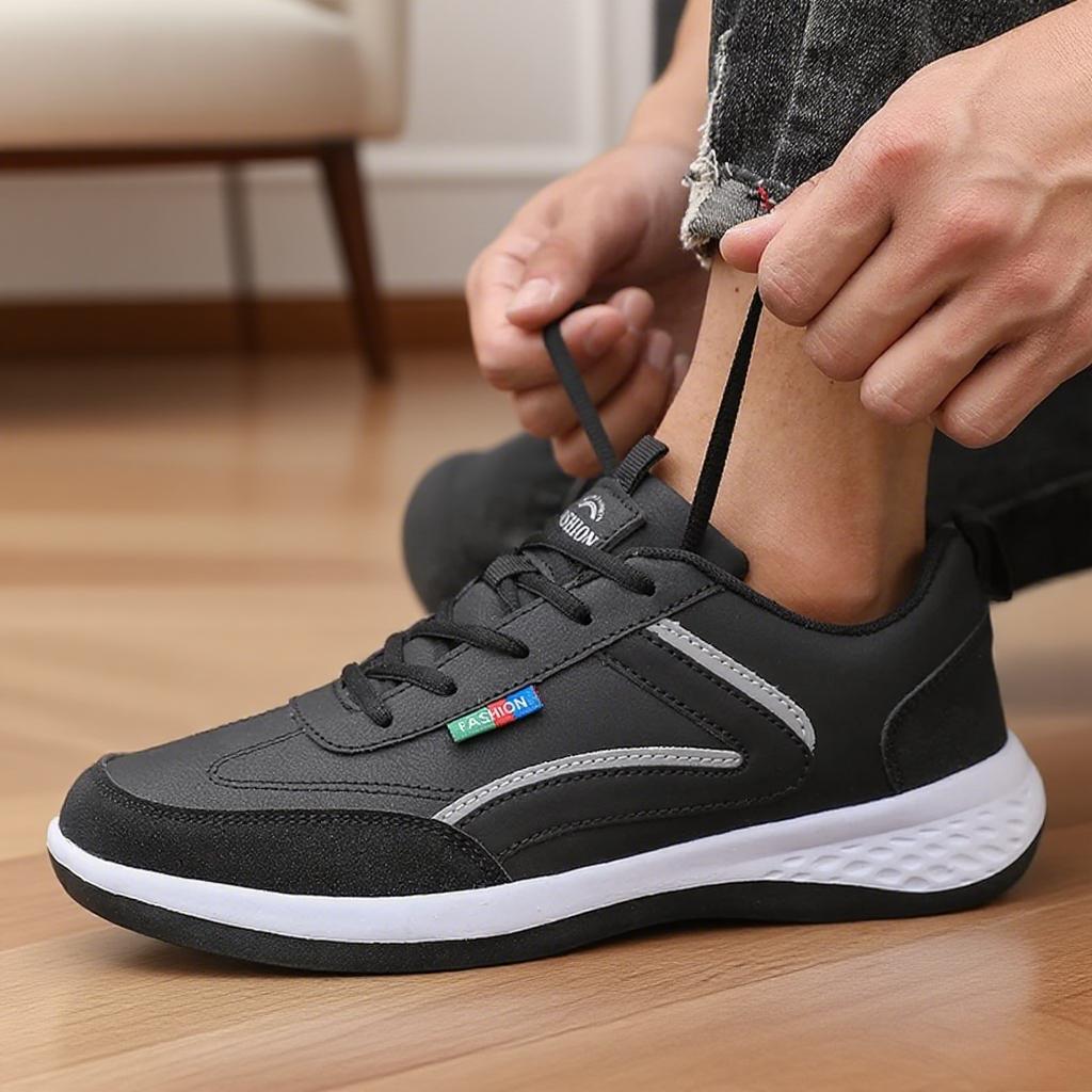 Black Sneakers Men's Tennis Shoes Facon Loafers Bota Texana Masculino Vulcanize Shoe Suitable for Outdoor Walking and Tourism