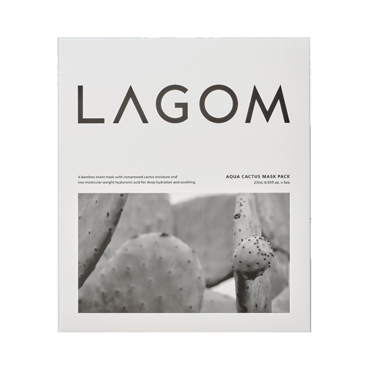 LAGOM Aqua Cactus Mask Pack Moisturizing Sheet Mask Set 5ea x 27ml
