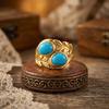 Sleeping Beauty Turquoise Ring, Gold Plated 925 Silver Ring, Nature Inspired Women Ring, Statement Ring, Gift For Her