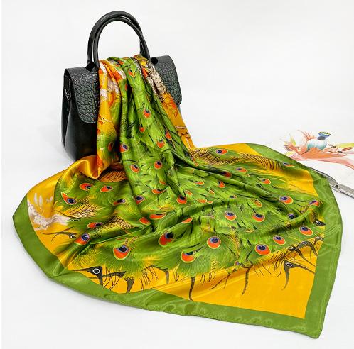 Women's Baotou Artificial Silk Satin Silk Scarf 90cm Printing Square Scarf Silk Scarf