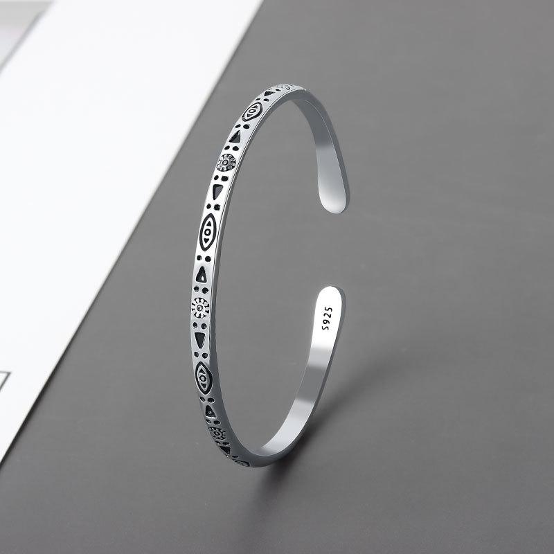 XIYANIKE Men Thai Silver Twisted Woven Opening Bracelets Bangle Neutral Retro Original Handmade Exquisite Jewelry Unique Gift