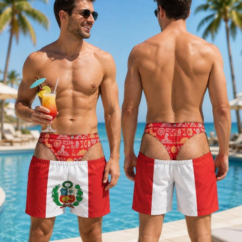 Fun Mens Brazil Venezuela Beach Shorts Lightweight Swim Trunks Summer Holiday Resort Surfing Pool Vacation Sportswear