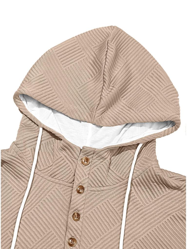 Men's Trendy Loose Hooded Jacquard Sweatshirt - Casual Long Sleeve Fashion Sportswear