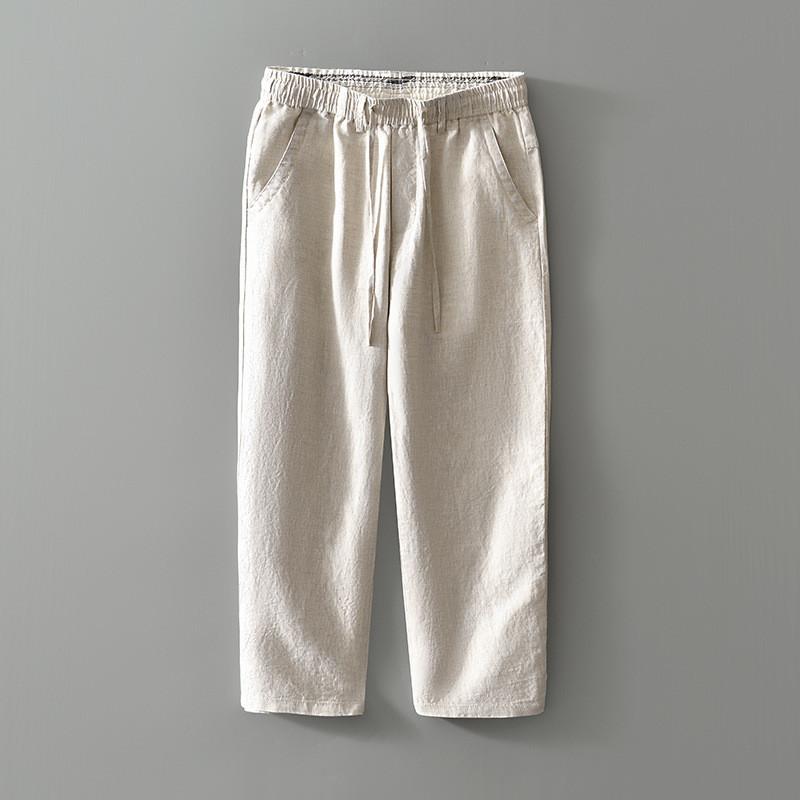 Mens Linen Casual Pants With Drawstring For Summer Comfort And Breathability