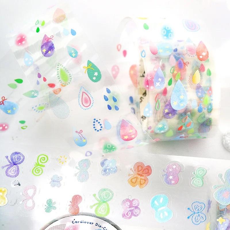 Die Cut PET Washi Tape Confetti Fragment Series Korean Cute Print Pattern Transparent Decorative Sticker for Journal Scrapbook