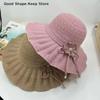 Fashion Casual Wide Brim UV Protection Straw Hat Breathable Beach Cap Bucket Hat Summer Sun Hat