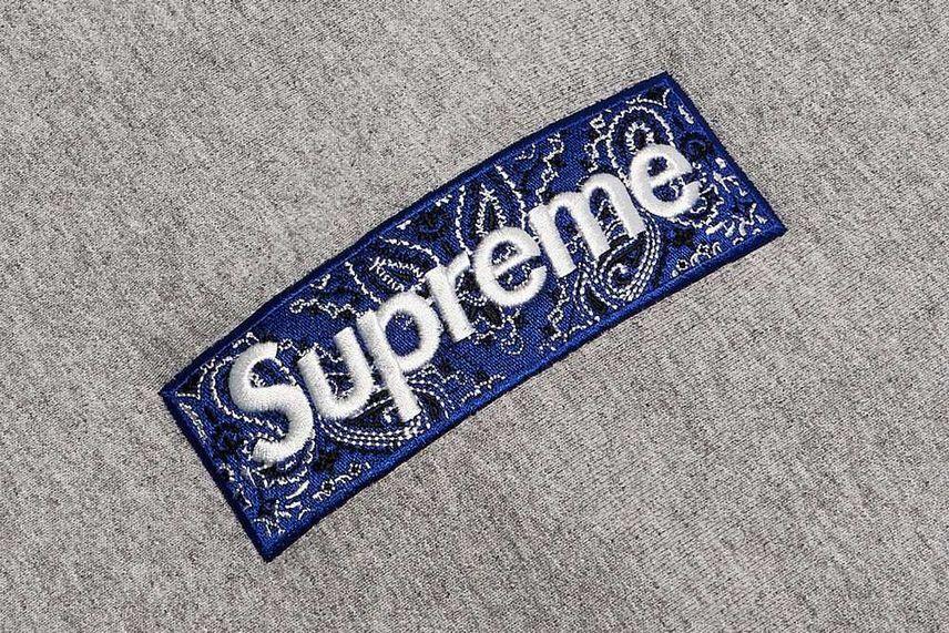 Supreme Bandana Box Logo Hooded Sweatshirt Grey