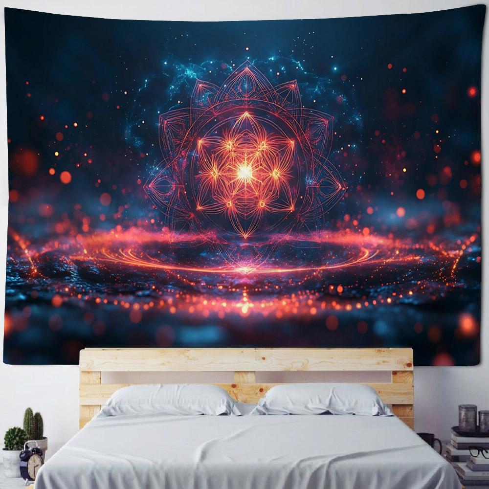 Psychedelic mandala tapestry geometric fractal kaleidoscope art wall hanging cloth hippie bohemian home decoration bed sheet