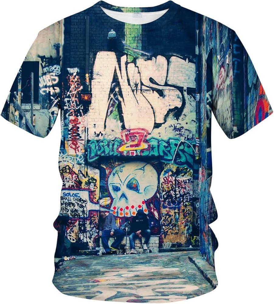Cerbukt Fashion Novelty Graffiti Graphic Print Men039;s Cool T-Shirt Unisex T-Shirt M
