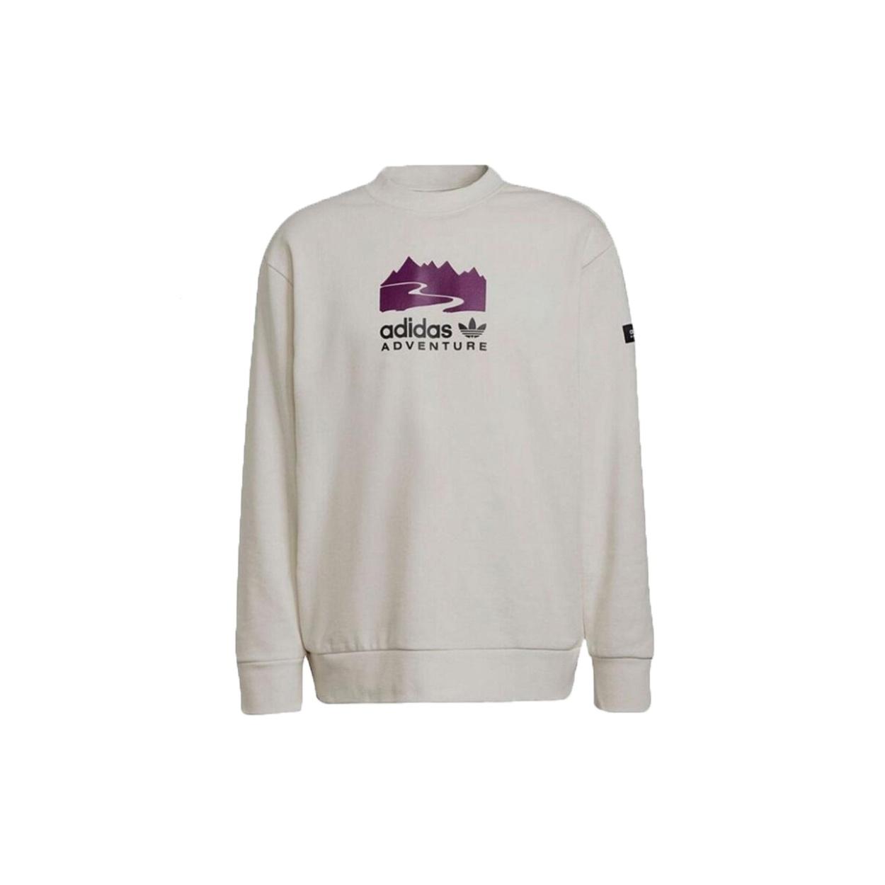Men s adidas originals Casual Sports Round Neck Pullover Creamy White H09108 L