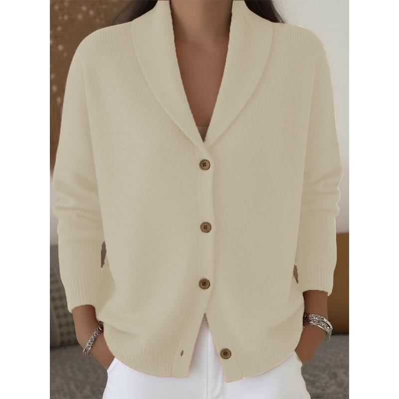 Cárdigan de punto para mujer, holgado, estilo perezoso, cuello en V, color liso, manga larga